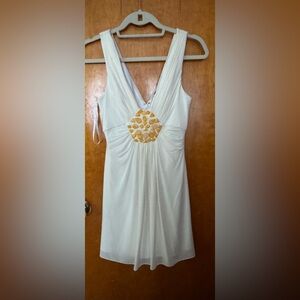 BCBGMaxAzria Cream Pleated Dress